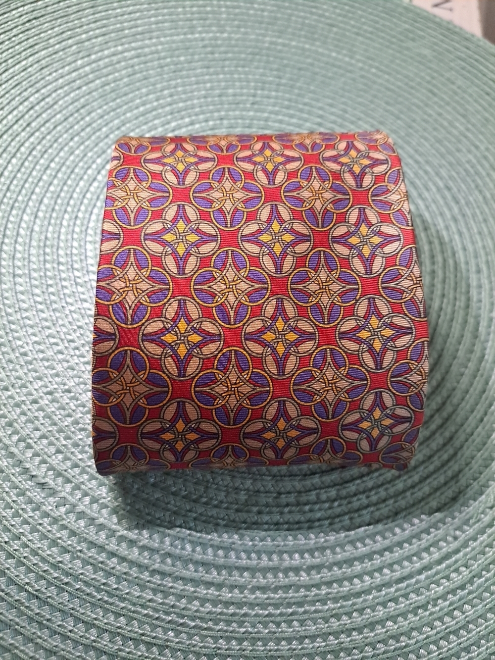 Dior Red and Purple Geometric Wide Cuff